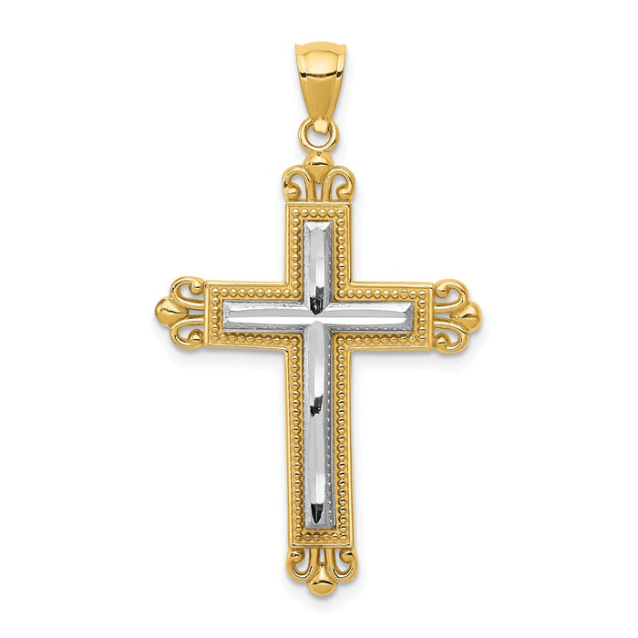 14k Two-tone Cross Pendant-C3822