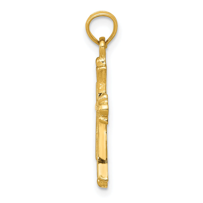 14k Budded Cross Charm-C3827