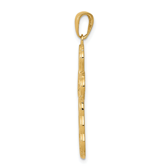 14k Satin Crucifix Pendant-C3837