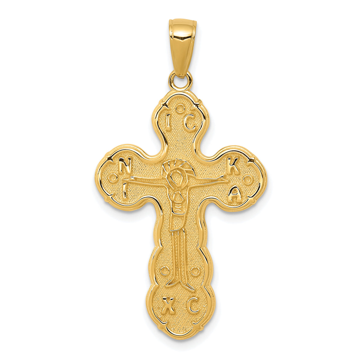 14k Satin Crucifix Pendant-C3837