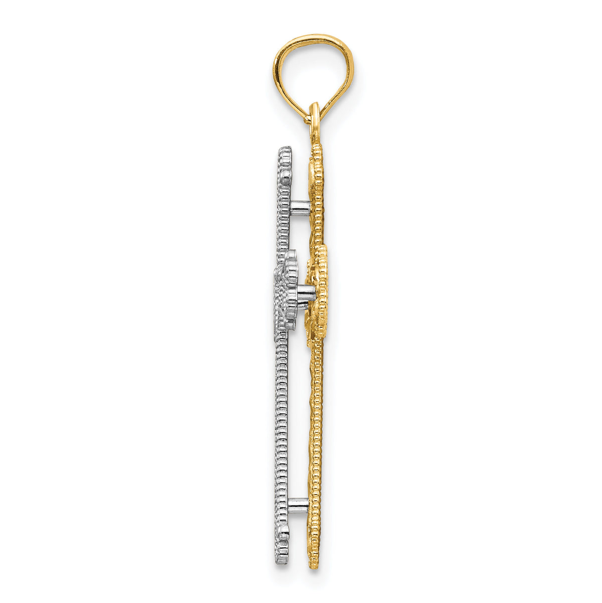 14k Two-tone Hearts Cross Pendant-C3847