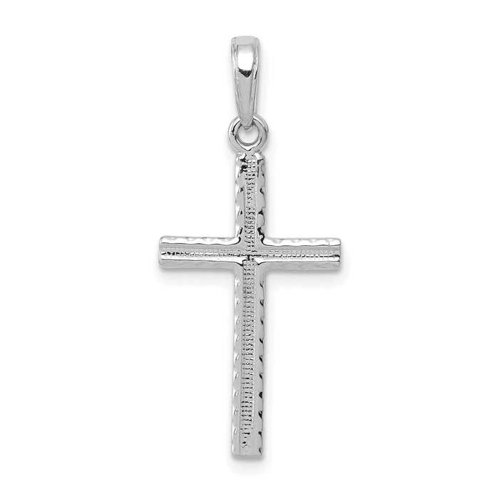 14K White Gold Latin Cross Pendant-C3866W