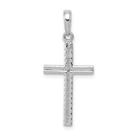 14K White Gold Latin Cross Pendant-C3866W