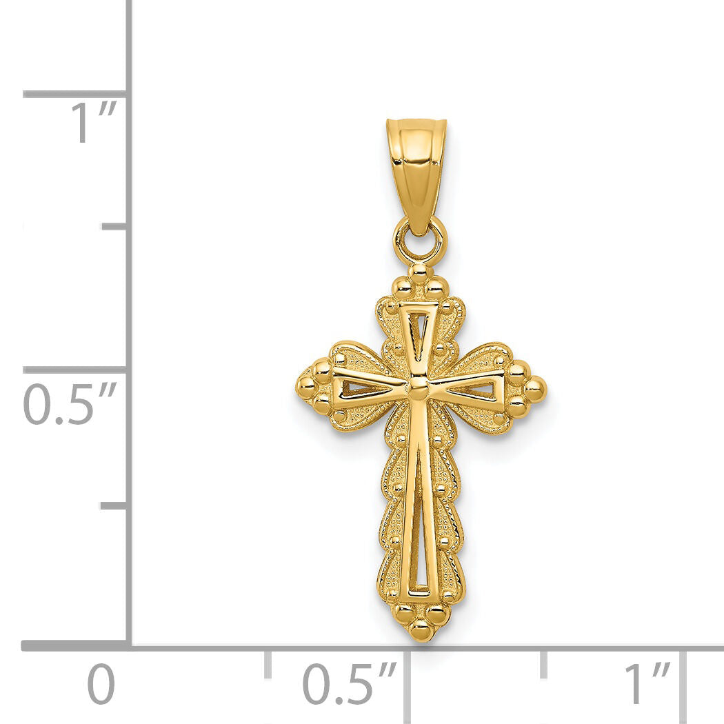 14k Budded Cross Charm-C3872