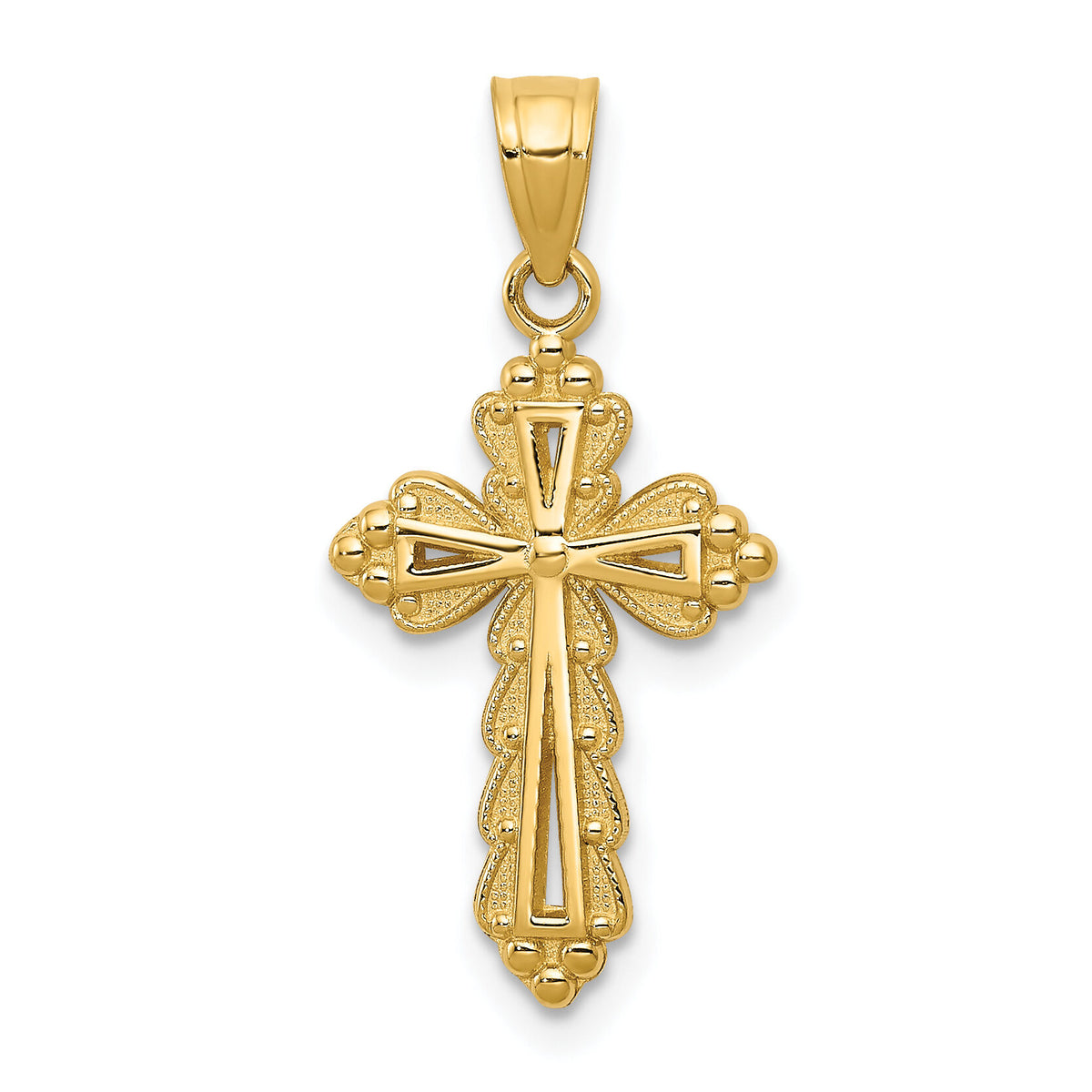 14k Budded Cross Charm-C3872