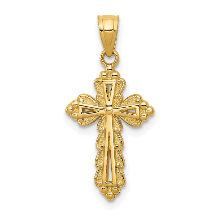 14k Budded Cross Charm-C3872