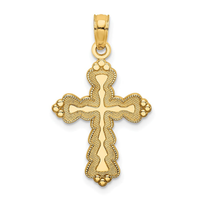 14k Scalloped Cross Charm-C3887