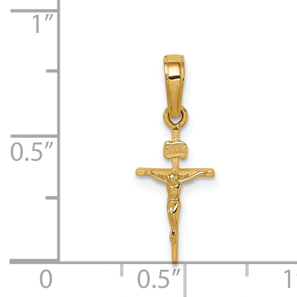 14k Small INRI Crucifix Pendant-C3894