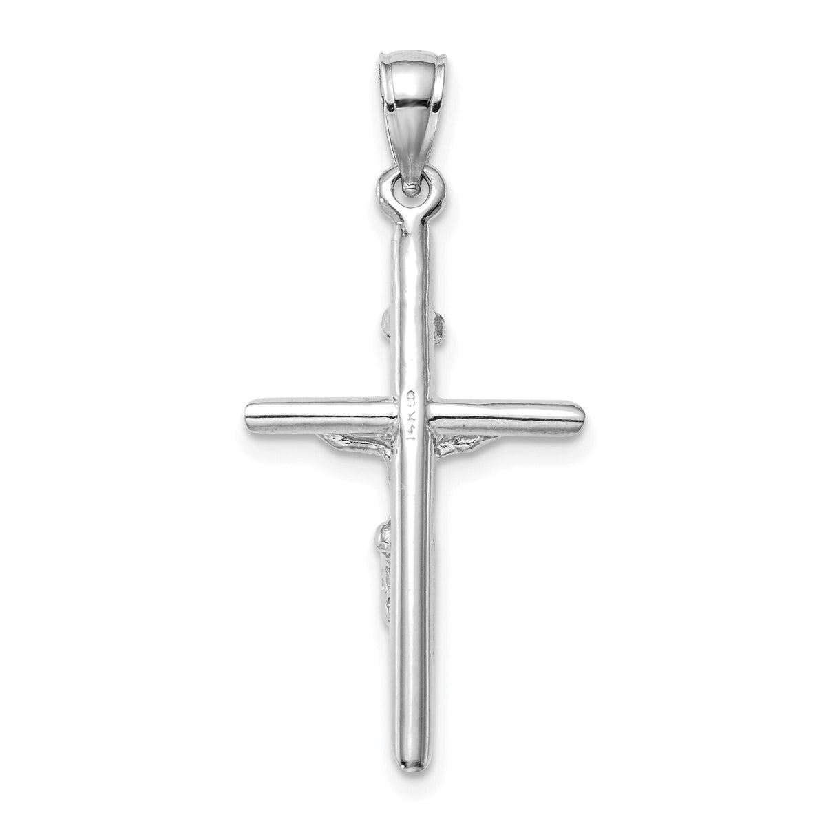 14K White Gold INRI Crucifix Pendant-C3895W