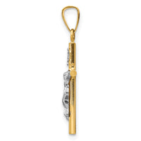 14k Two-tone INRI Crucifix Pendant-C3896