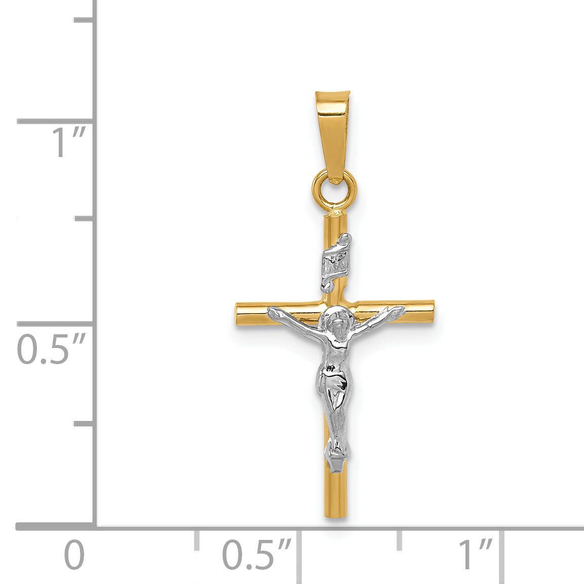 14k Two-tone INRI Crucifix Pendant-C3896