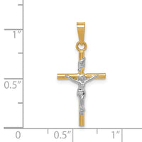 14k Two-tone INRI Crucifix Pendant-C3896