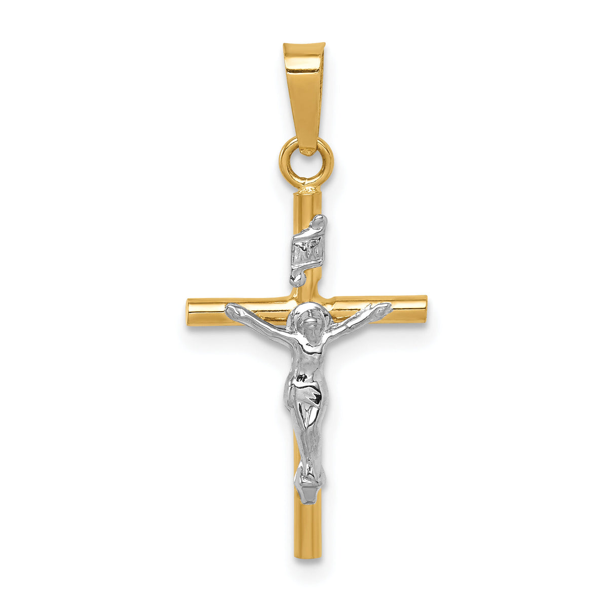 14k Two-tone INRI Crucifix Pendant-C3896