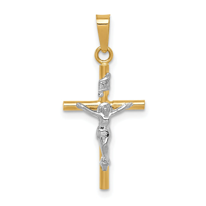 14k Two-tone INRI Crucifix Pendant-C3896