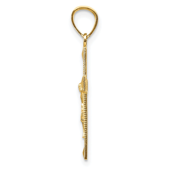 14k Diamond-cut Crucifix Pendant-C3899