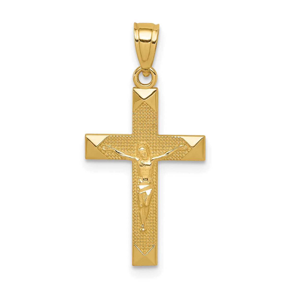 14k Diamond-cut Crucifix Pendant-C3899