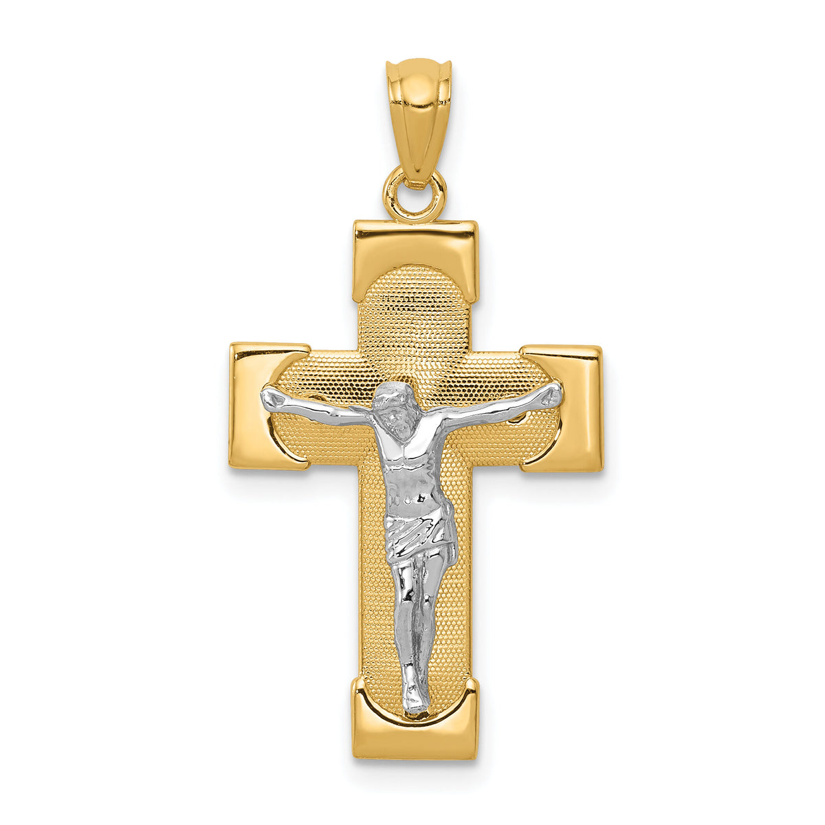 14k Two-tone Crucifix Pendant-C3902