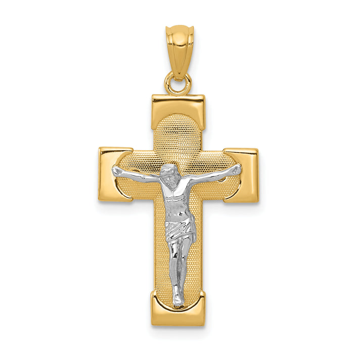 14k Two-tone Crucifix Pendant-C3902