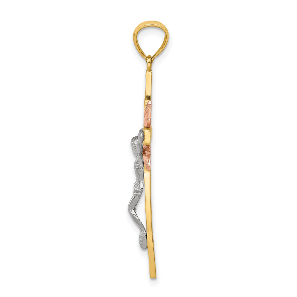 14k Tri-color Crucifix Pendant-C3906