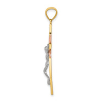 14k Tri-color Crucifix Pendant-C3906