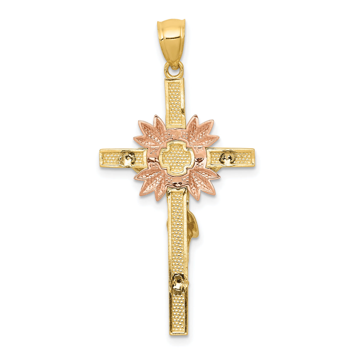 14k Tri-color Crucifix Pendant-C3906