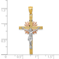 14k Tri-color Crucifix Pendant-C3906