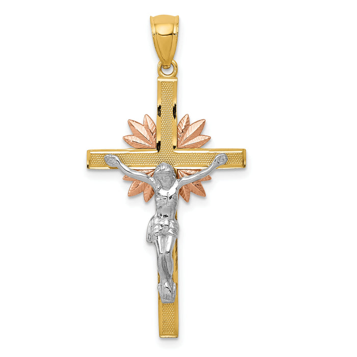 14k Tri-color Crucifix Pendant-C3906