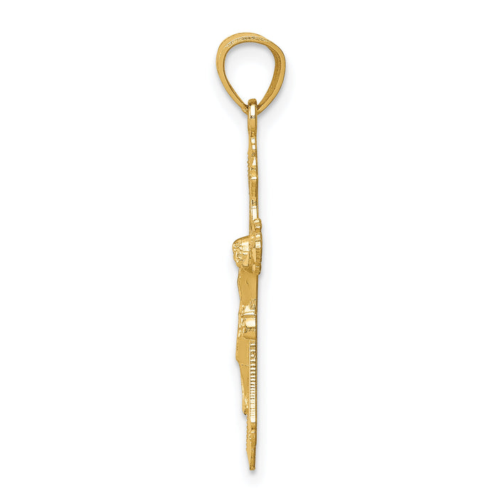 14k Diamond-cut Crucifix Pendant-C3920