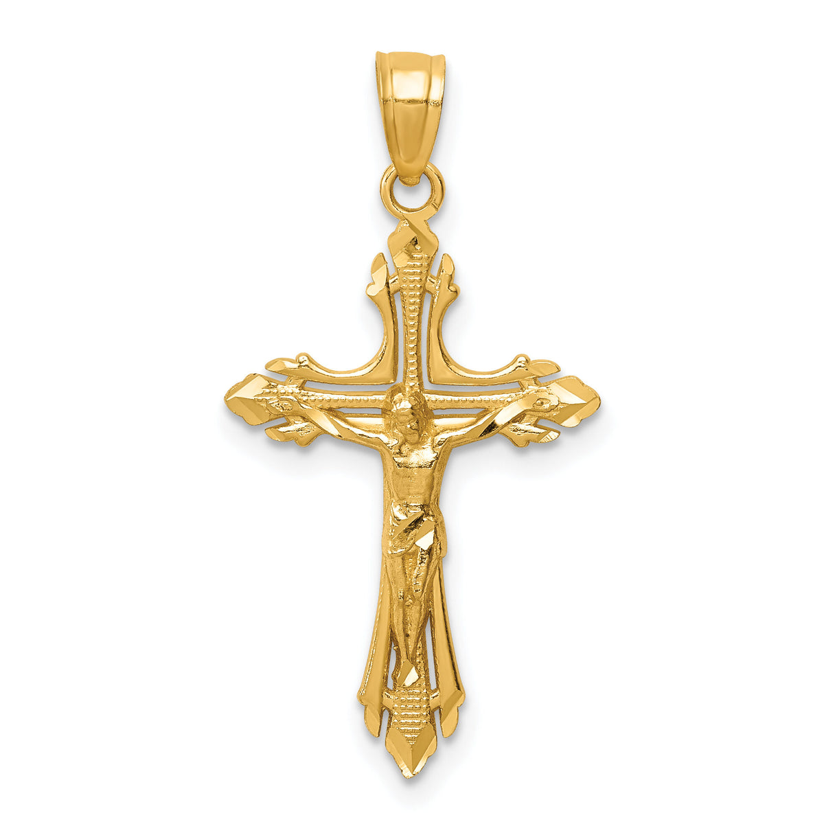 14k Diamond-cut Crucifix Pendant-C3920