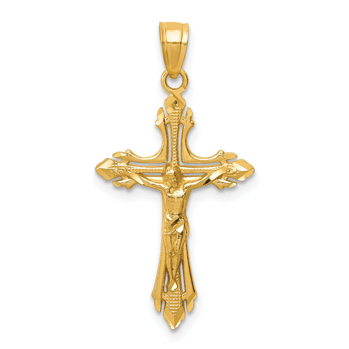 14k Diamond-cut Crucifix Pendant-C3920