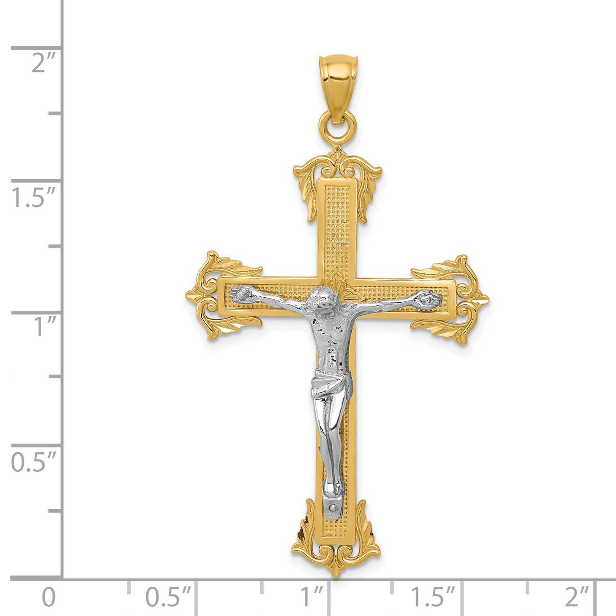 14k Two-tone Crucifix Pendant-C3922