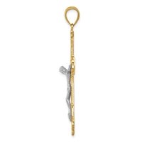 14k Two-tone Diamond-cut Crucifix Pendant-C3923