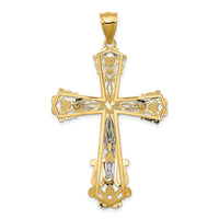 14k Two-tone Diamond-cut Crucifix Pendant-C3923