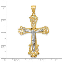 14k Two-tone Diamond-cut Crucifix Pendant-C3923
