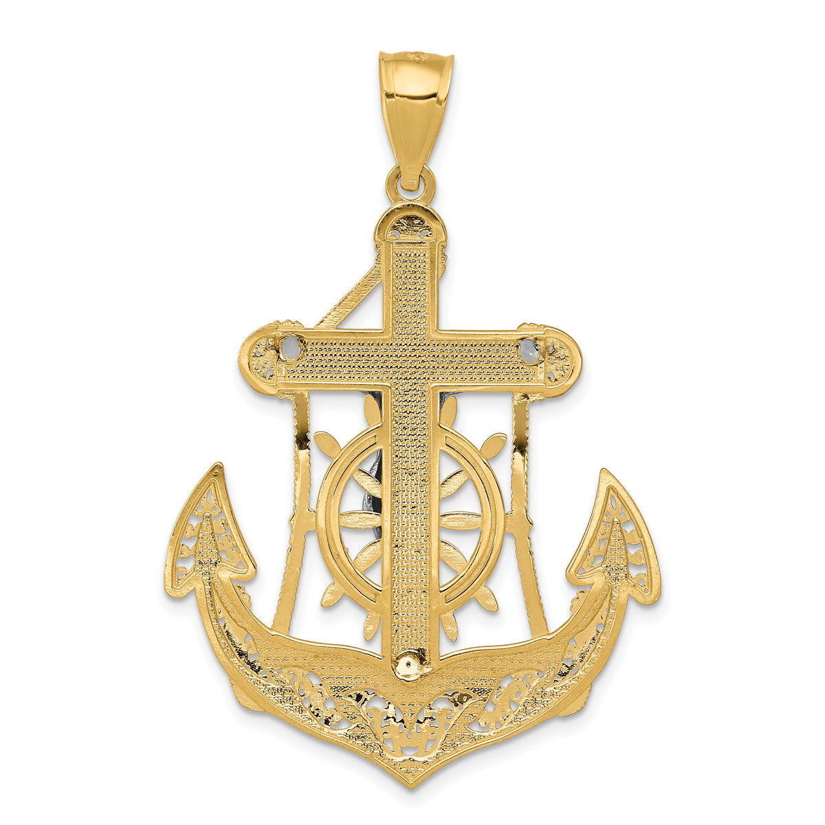 14k Two-tone Mariner's Crucifix Pendant-C3929
