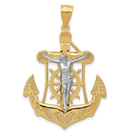 14k Two-tone Mariner's Crucifix Pendant-C3929