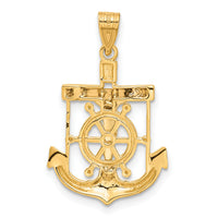 14k Tri-color Diamond-cut w/Textured Mariner's Crucifix Pendant-C3930