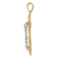 14k Tri-color Diamond-cut w/Textured Mariner's Crucifix Pendant-C3931