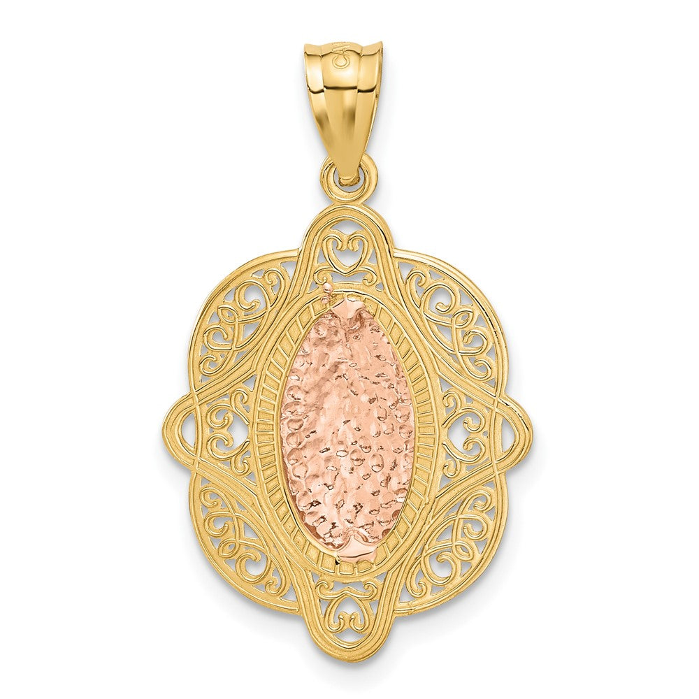 14k Two-tone Rose Virgin Mary Pendant-C3956
