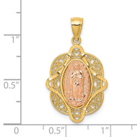 14k Two-tone Rose Virgin Mary Pendant-C3956