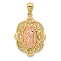 14k Two-tone Rose Virgin Mary Pendant-C3956