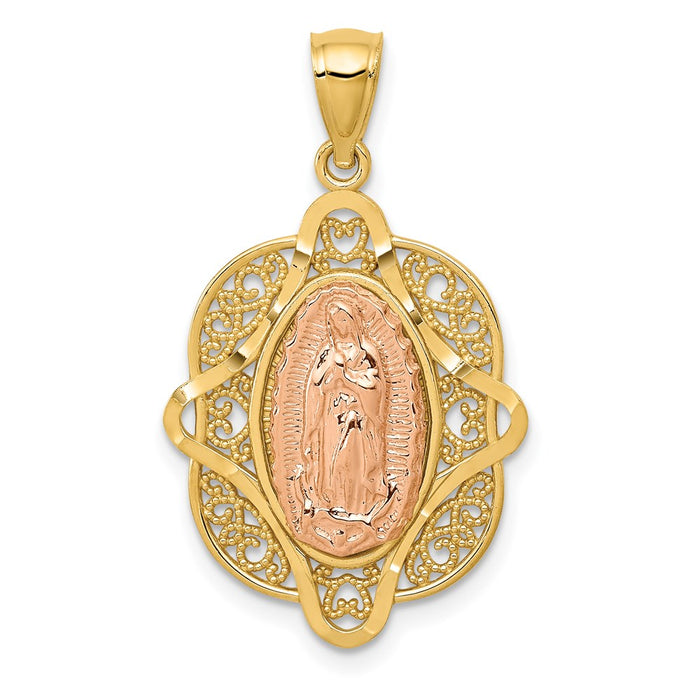 14k Two-tone Rose Virgin Mary Pendant-C3956