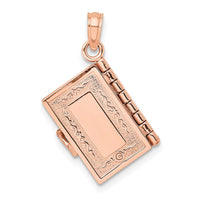 14k Rose Gold 3-D Holy Bible w/ Lord's Prayer Moveable Charm-C3964R