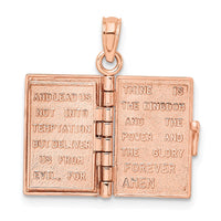 14k Rose Gold 3-D Holy Bible w/ Lord's Prayer Moveable Charm-C3964R