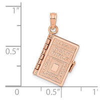 14k Rose Gold 3-D Holy Bible w/ Lord's Prayer Moveable Charm-C3964R