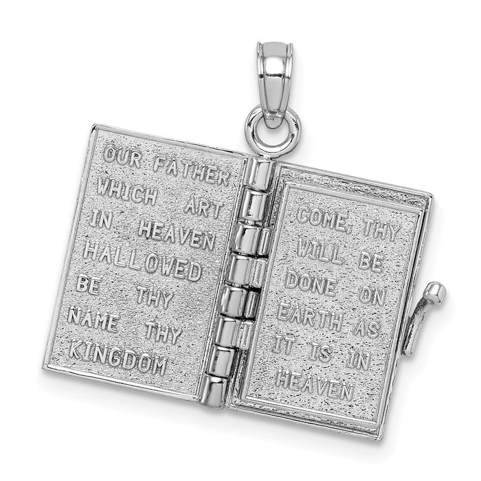 14k White Gold 3-D Holy Bible w/ Lord's Prayer Moveable Charm-C3964W