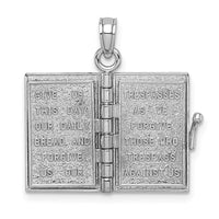 14k White Gold 3-D Holy Bible w/ Lord's Prayer Moveable Charm-C3964W