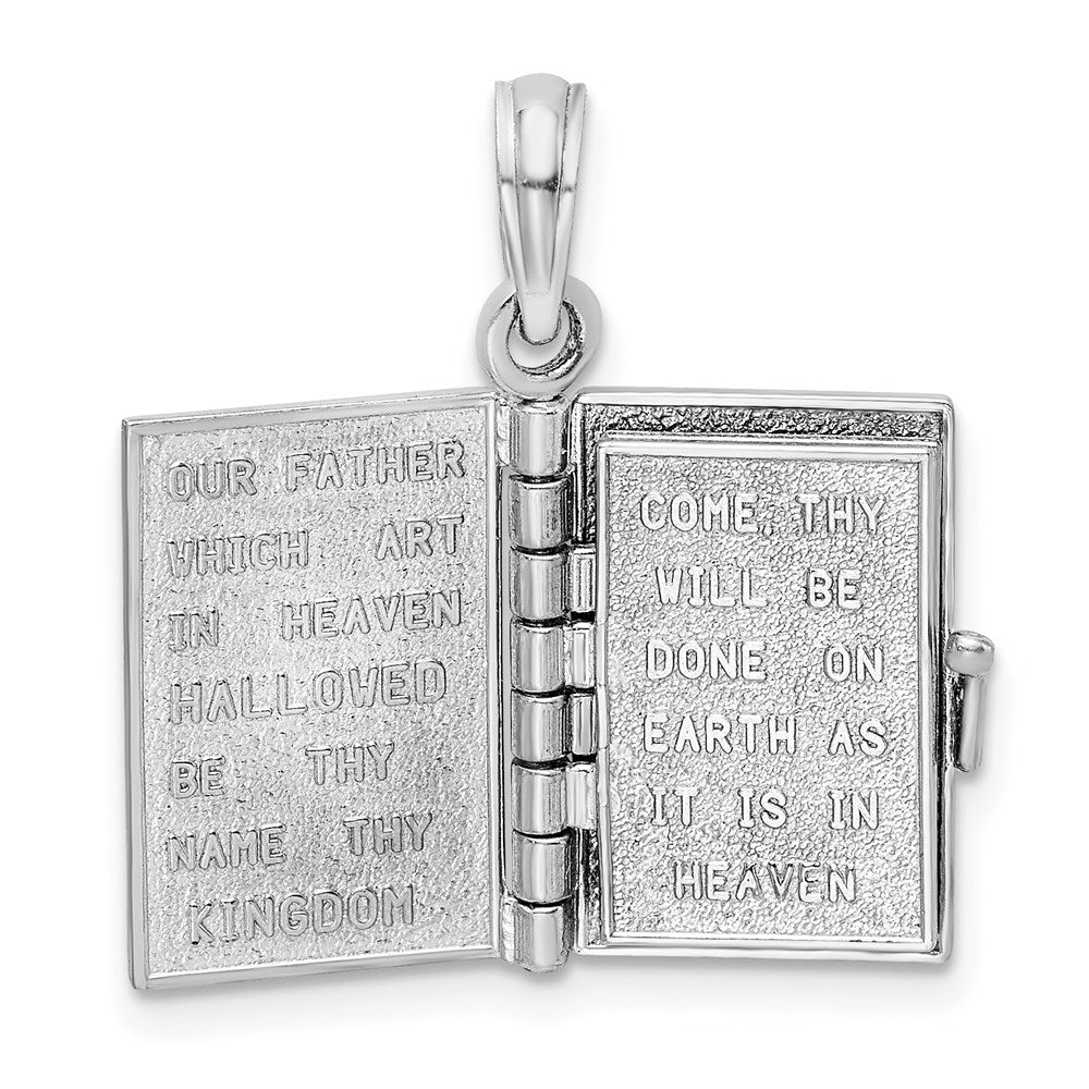 14k White Gold 3-D Holy Bible w/ Lord's Prayer Moveable Charm-C3964W