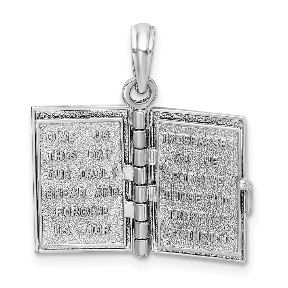 14k White Gold 3-D Holy Bible w/ Lord's Prayer Moveable Charm-C3964W