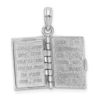 14k White Gold 3-D Holy Bible w/ Lord's Prayer Moveable Charm-C3964W